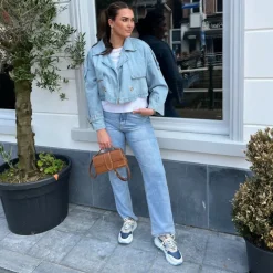 Manfield Blauwe denim sneakers^DAMES Sneakers