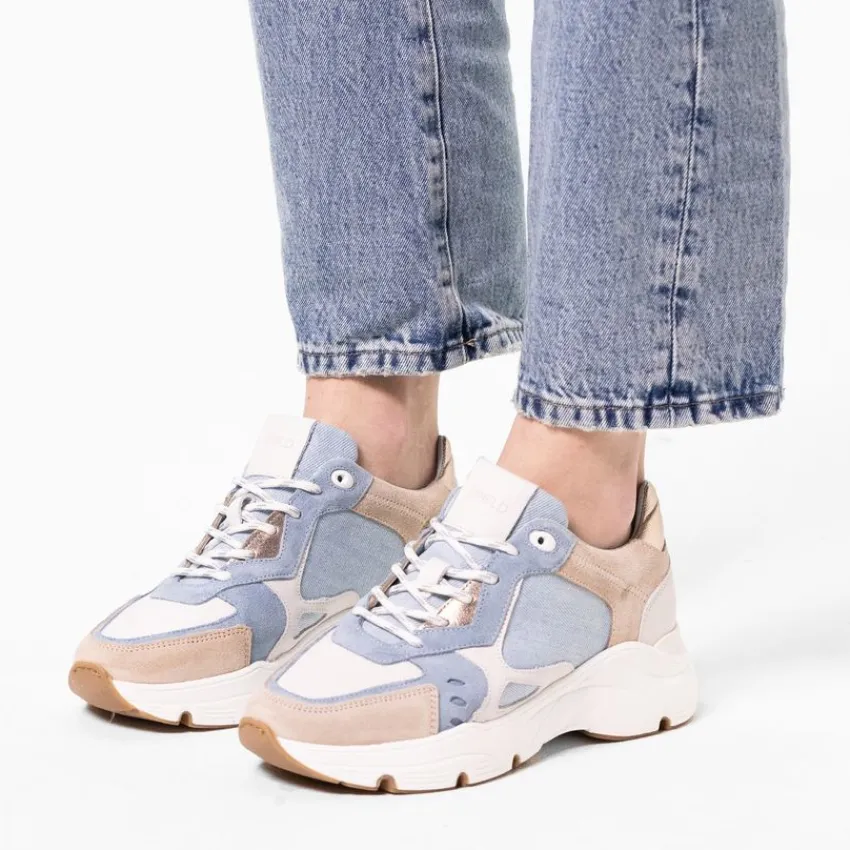 Manfield Blauwe denim sneakers^DAMES Sneakers