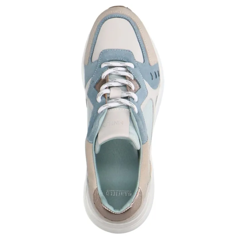 Manfield Blauwe denim sneakers^DAMES Sneakers