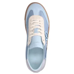 Manfield Blauwe leren sneakers^DAMES Sneakers