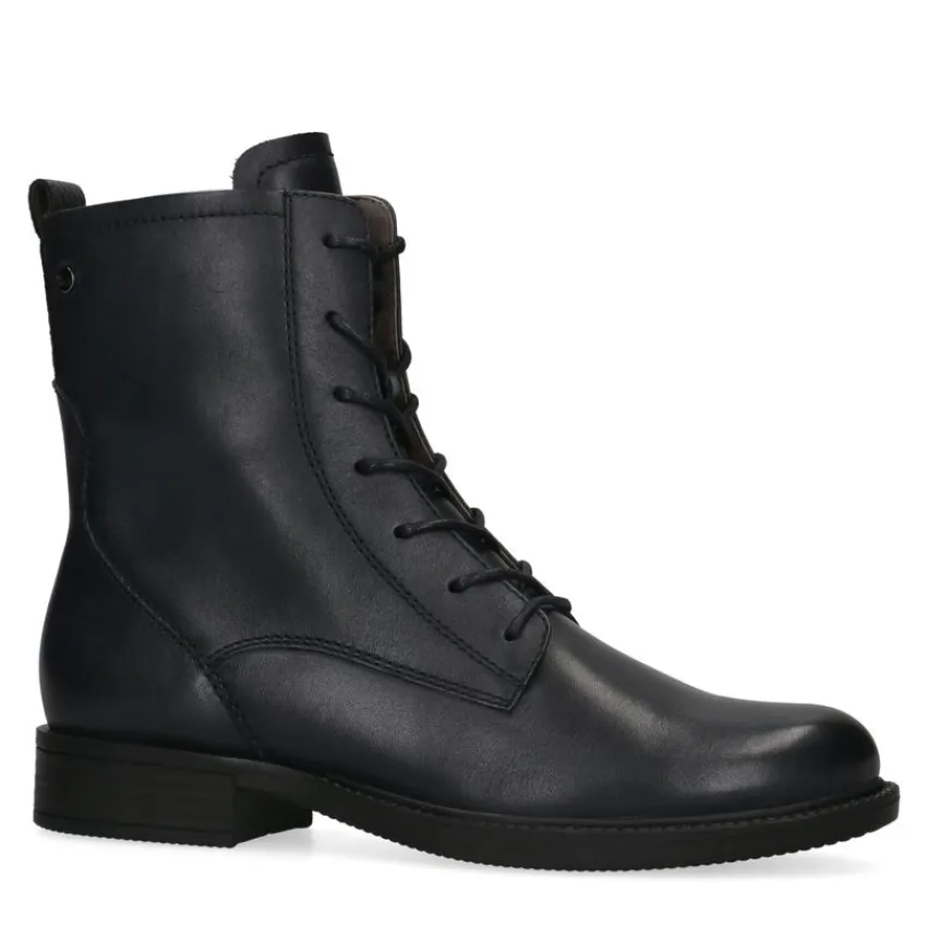 No Stress Blauwe leren veterlaarsjes^DAMES Enkellaarsjes