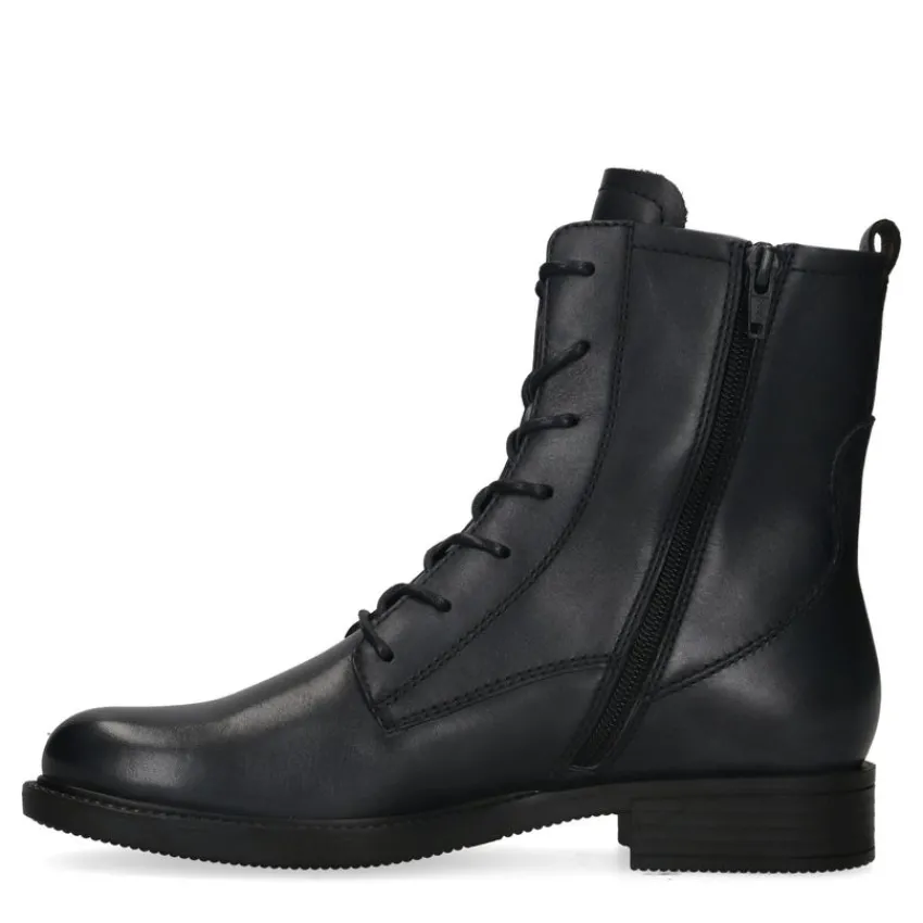 No Stress Blauwe leren veterlaarsjes^DAMES Enkellaarsjes