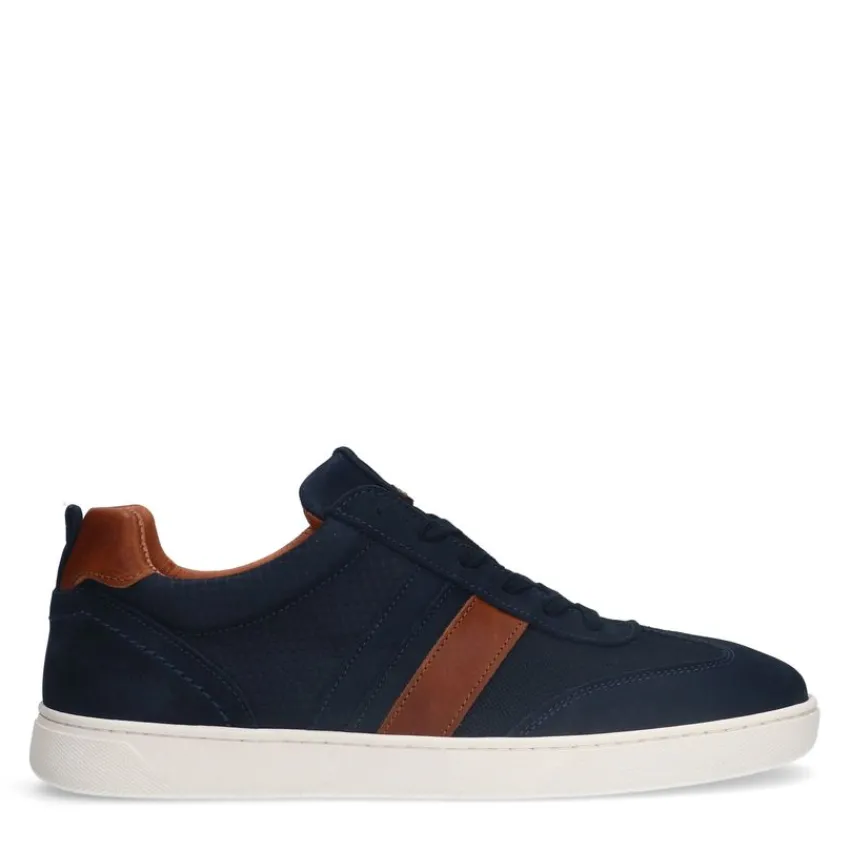 No Stress Blauwe nubuck sneakers^Heren Sneakers