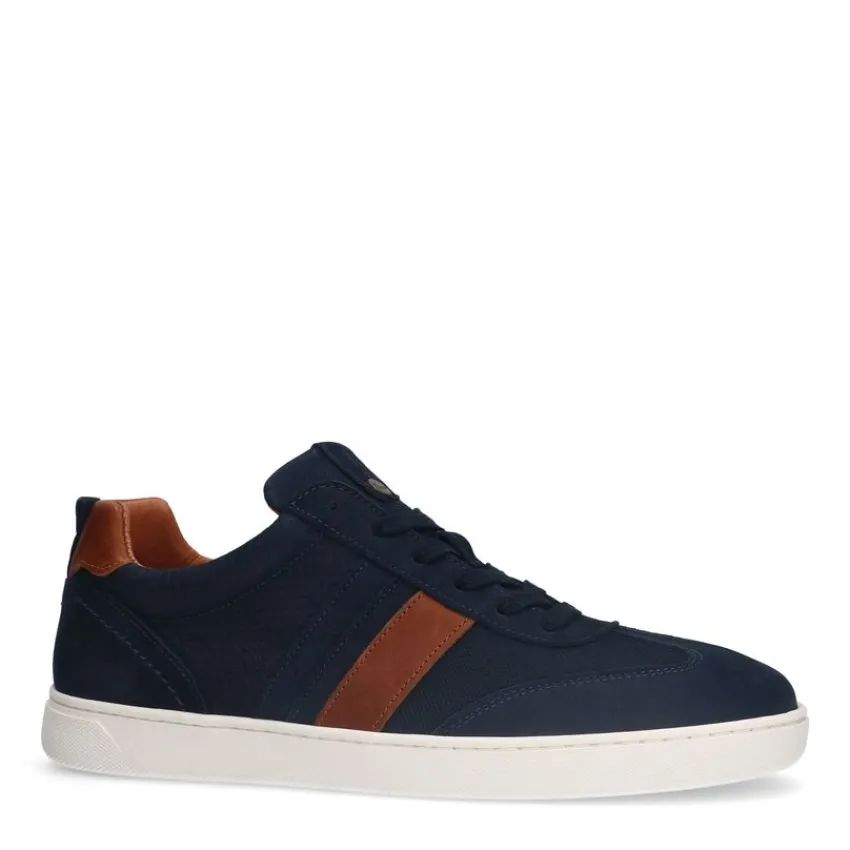No Stress Blauwe nubuck sneakers^Heren Sneakers