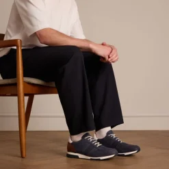 Van Lier Blauwe nubuck sneakers^Heren Sneakers