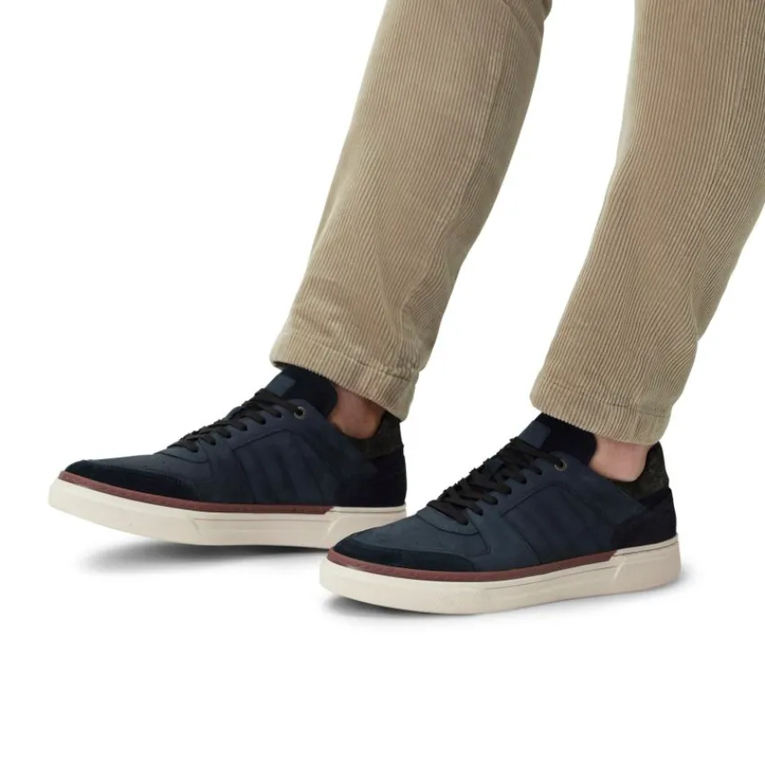 Manfield Blauwe nubuck sneakers^Heren Sneakers