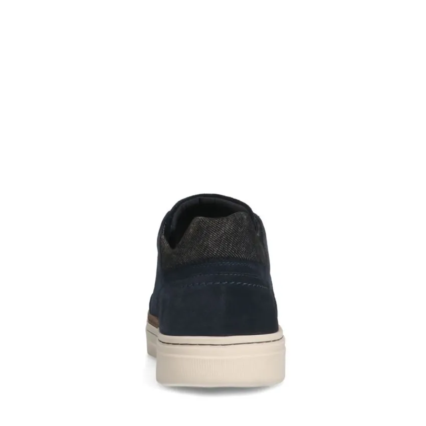 Manfield Blauwe nubuck sneakers^Heren Sneakers
