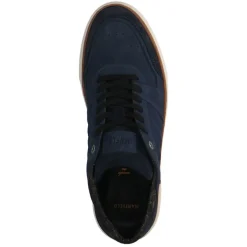 Manfield Blauwe nubuck sneakers^Heren Sneakers