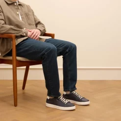 Van Lier Blauwe nubuck sneakers^Heren Sneakers