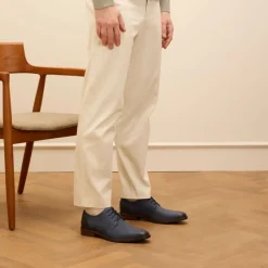 Van Lier Blauwe nubuck veterschoenen^Heren Veterschoenen