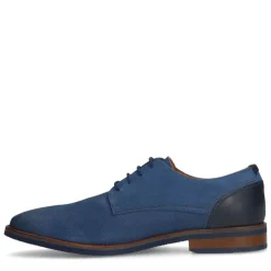 Van Lier Blauwe nubuck veterschoenen^Heren Veterschoenen
