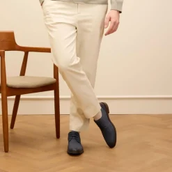 Van Lier Blauwe nubuck veterschoenen^Heren Veterschoenen