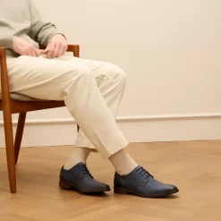 Van Lier Blauwe nubuck veterschoenen^Heren Veterschoenen