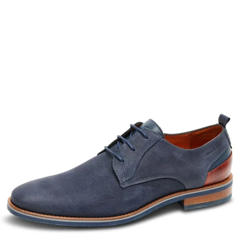 Van Lier Blauwe nubuck veterschoenen^Heren Veterschoenen