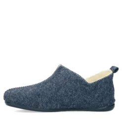 Manfield Blauwe pantoffels met wol^Heren Pantoffels