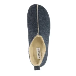 Manfield Blauwe pantoffels met wol^Heren Pantoffels