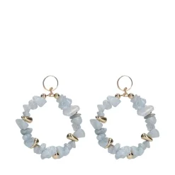 Manfield Blauwe steentjes oorbellen met goudkleurige details^ Sieraden