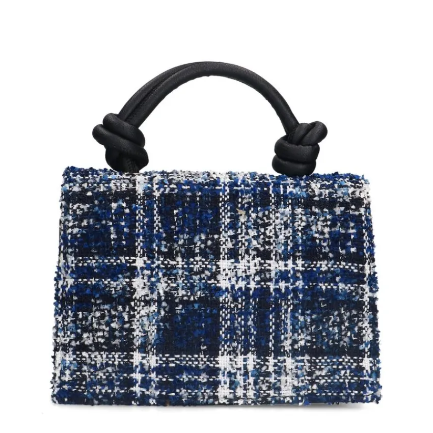 Manfield Blauwe stoffen handtas^ Schoudertassen