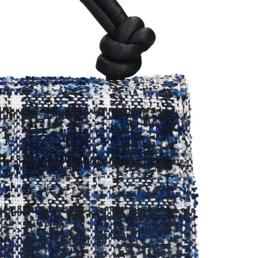 Manfield Blauwe stoffen handtas^ Schoudertassen