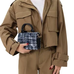 Manfield Blauwe stoffen handtas^ Schoudertassen