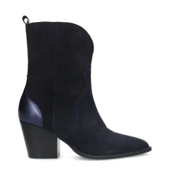 Manfield Blauwe suède cowboy laarzen met metallic details^DAMES Enkellaarsjes