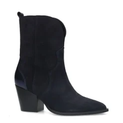 Manfield Blauwe suède cowboy laarzen met metallic details^DAMES Enkellaarsjes