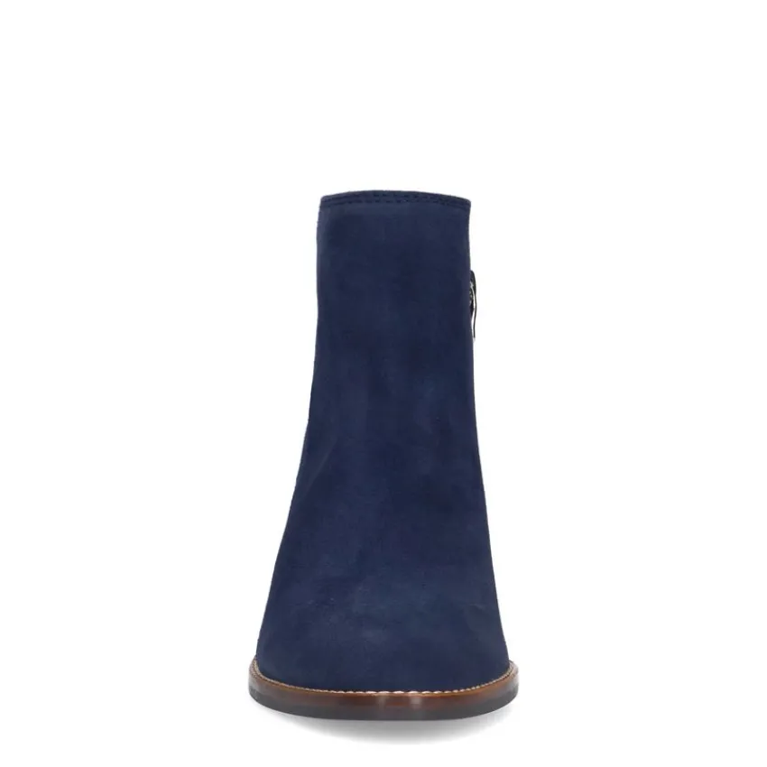 Manfield Blauwe suède enkellaarsjes met hak^DAMES Enkellaarsjes