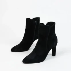 Manfield Blauwe suède enkellaarsjes met hak^DAMES Enkellaarsjes