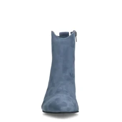 Manfield Blauwe suède enkellaarsjes met hak^DAMES Enkellaarsjes