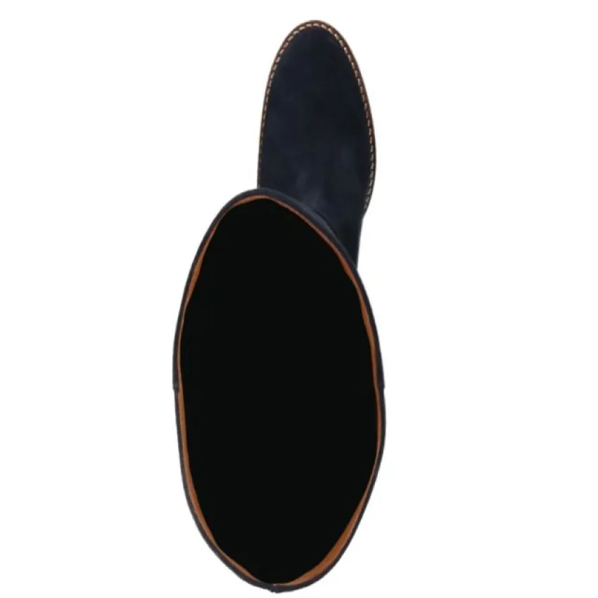 Manfield Blauwe suède hoge laarzen met hak^DAMES Laarzen