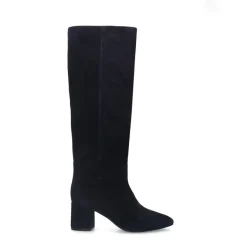 Manfield Blauwe suède hogen laarzen met hak^DAMES Laarzen