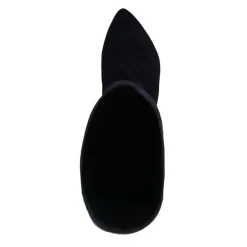 Manfield Blauwe suède hogen laarzen met hak^DAMES Laarzen