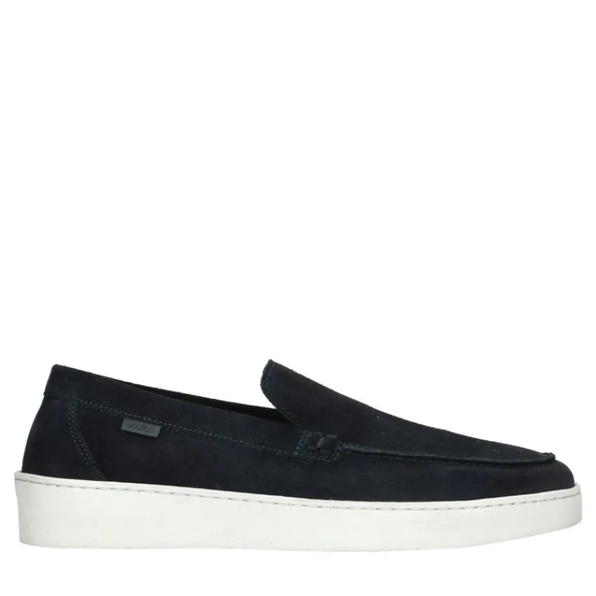 Manfield Blauwe suède loafers^Heren Loafers