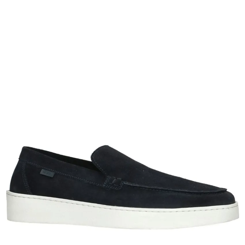 Manfield Blauwe suède loafers^Heren Loafers