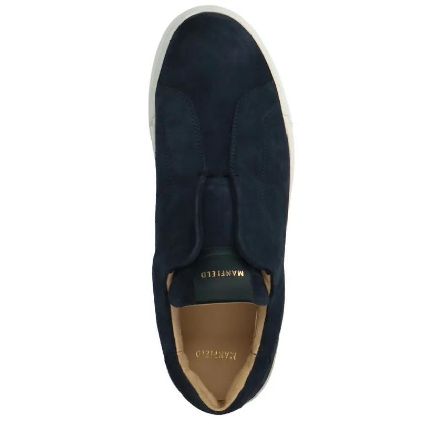 Manfield Blauwe suède loafers^Heren Loafers