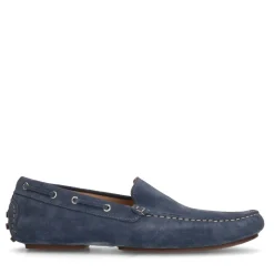 Manfield Blauwe suède loafers^Heren Loafers