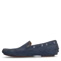 Manfield Blauwe suède loafers^Heren Loafers