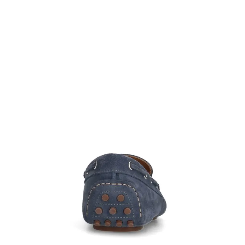 Manfield Blauwe suède loafers^Heren Loafers
