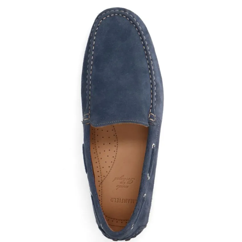 Manfield Blauwe suède loafers^Heren Loafers