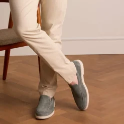 Manfield Blauwe suède loafers^Heren Loafers