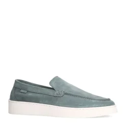 Manfield Blauwe suède loafers^Heren Loafers