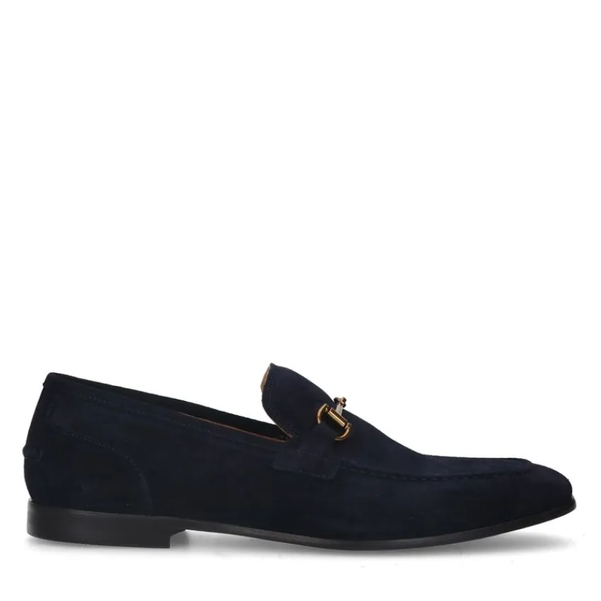 Manfield Blauwe suède loafers^Heren Loafers