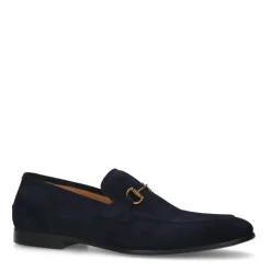 Manfield Blauwe suède loafers^Heren Loafers