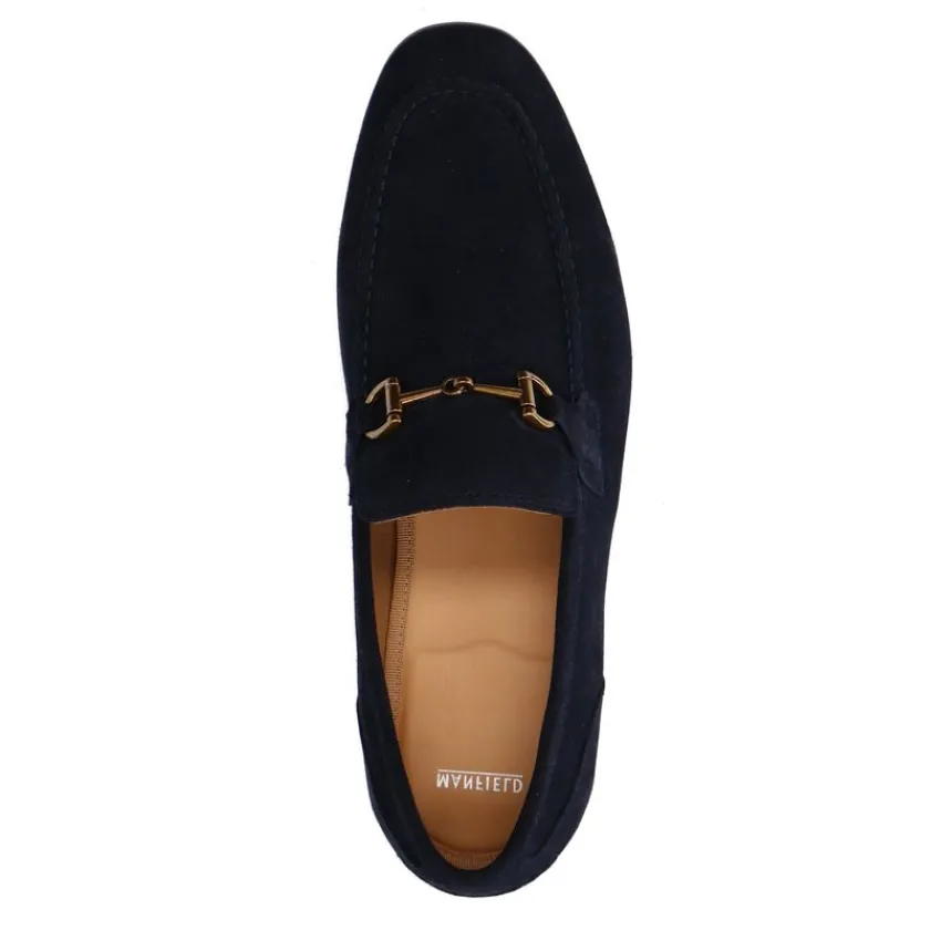 Manfield Blauwe suède loafers^Heren Loafers