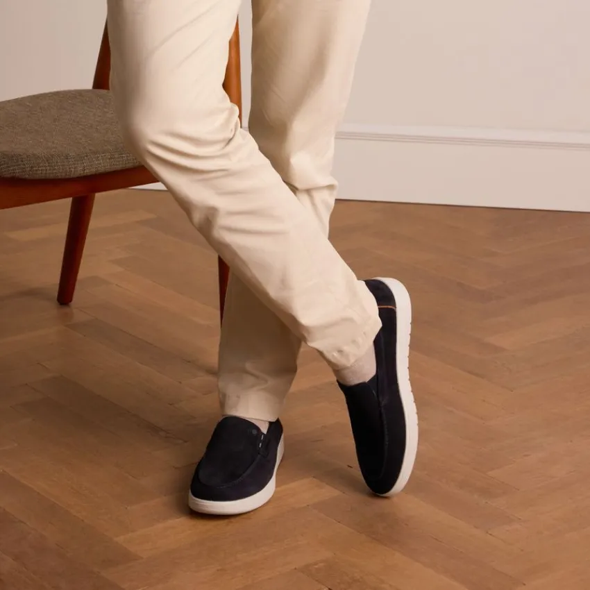 No Stress Blauwe suède loafers^Heren Loafers