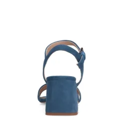 Manfield Blauwe suède sandalen met hak^DAMES Sandalen