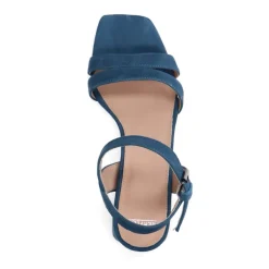 Manfield Blauwe suède sandalen met hak^DAMES Sandalen