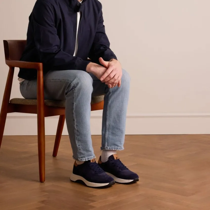 No Stress Blauwe suède sneakers^Heren Sneakers