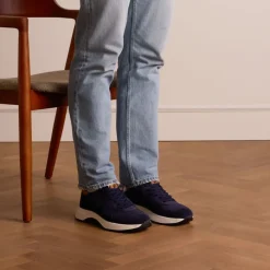 No Stress Blauwe suède sneakers^Heren Sneakers