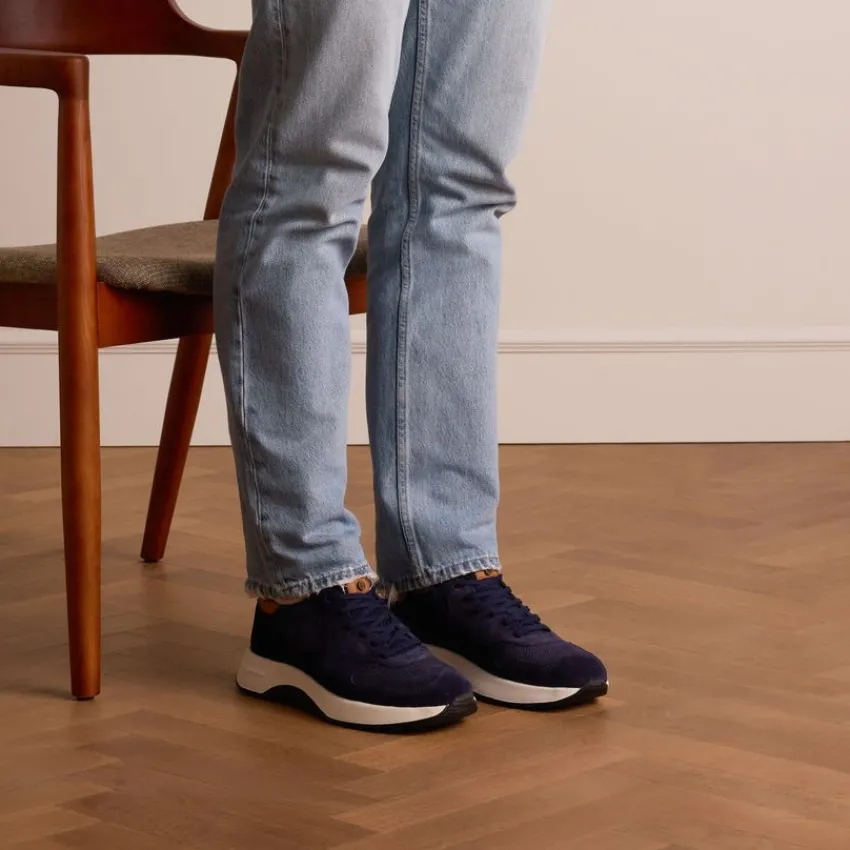 No Stress Blauwe suède sneakers^Heren Sneakers